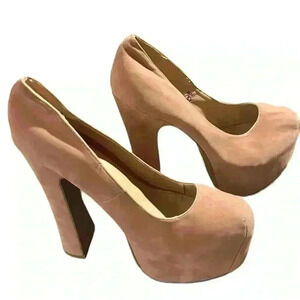 FANATIC Brown Suede Disco Platform Shoes Size 8​